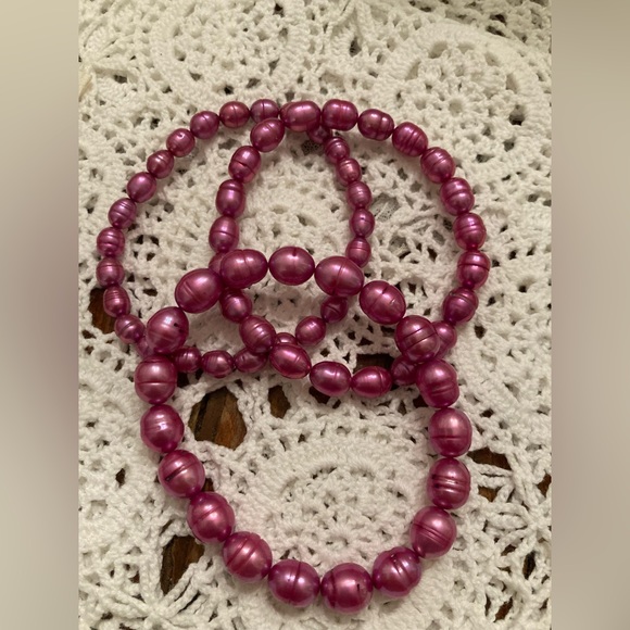 PINK Pearl Bracelet Set stretch Bracelets. Excellent quality GORGEOUS - Picture 5 of 5